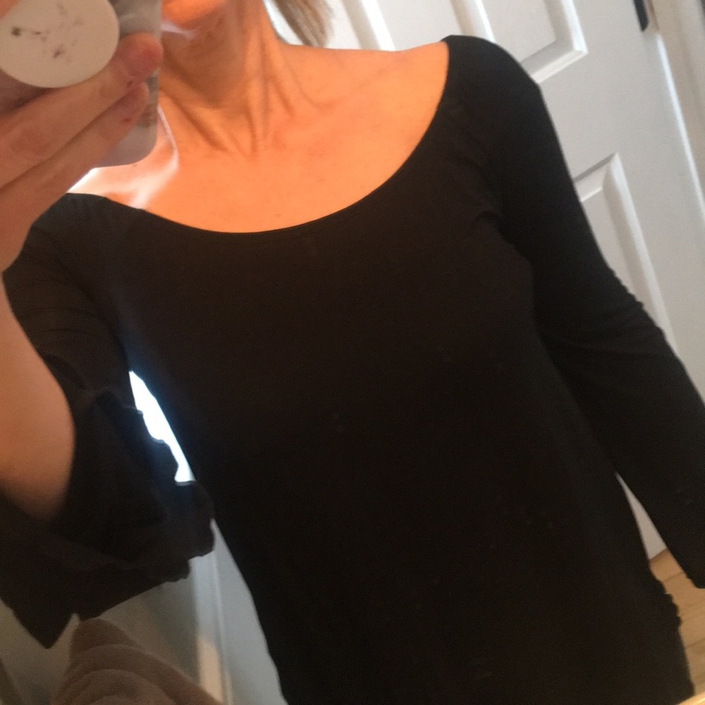 Wide neck black top